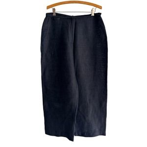 EILEEN FISHER Linen cotton wide legged cropped culotte pants in black | Sz M A2